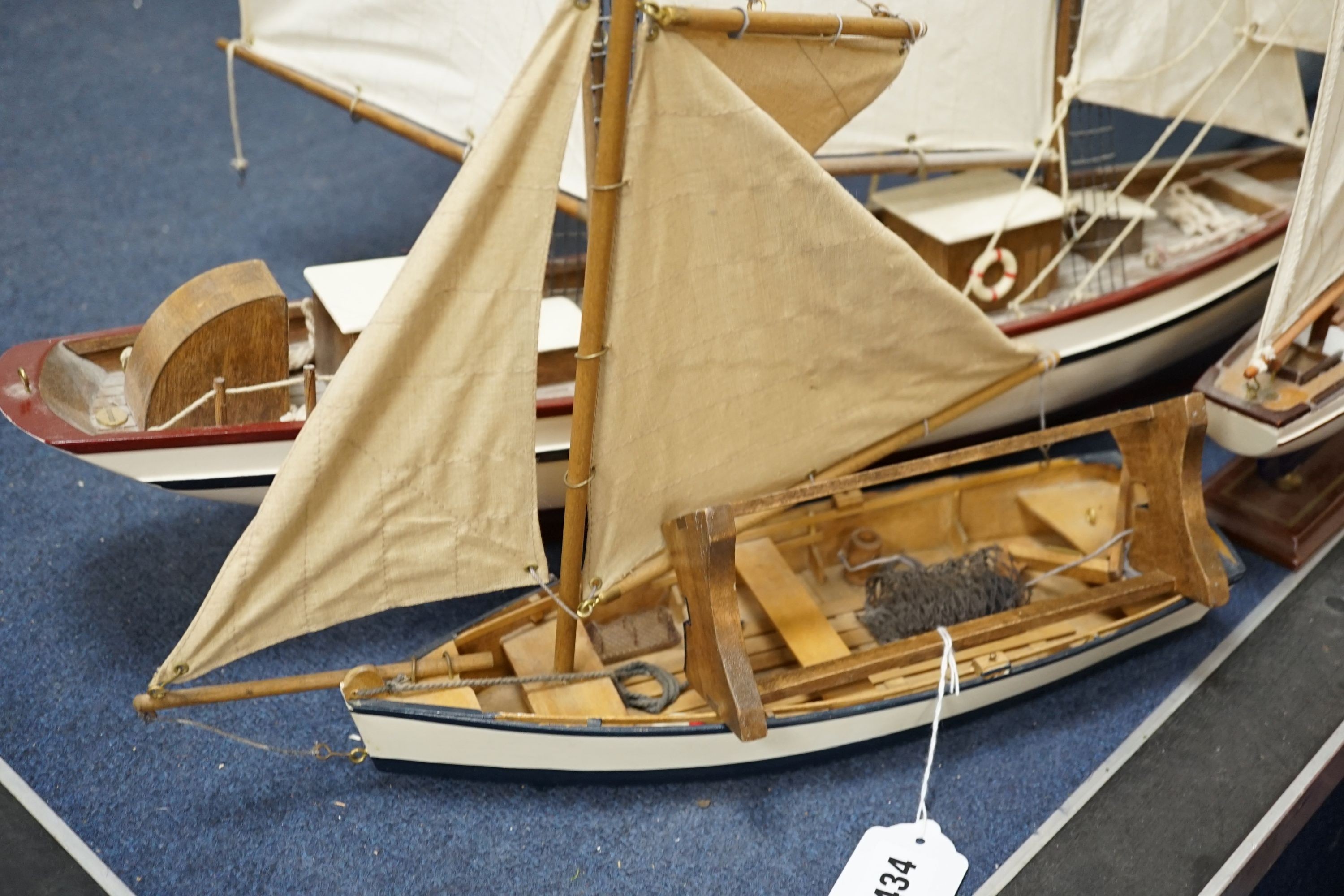 'Belle Poule' a model boat, with 2 others